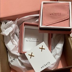 AUrate 18k Yellow Gold X Earrings (Pair)